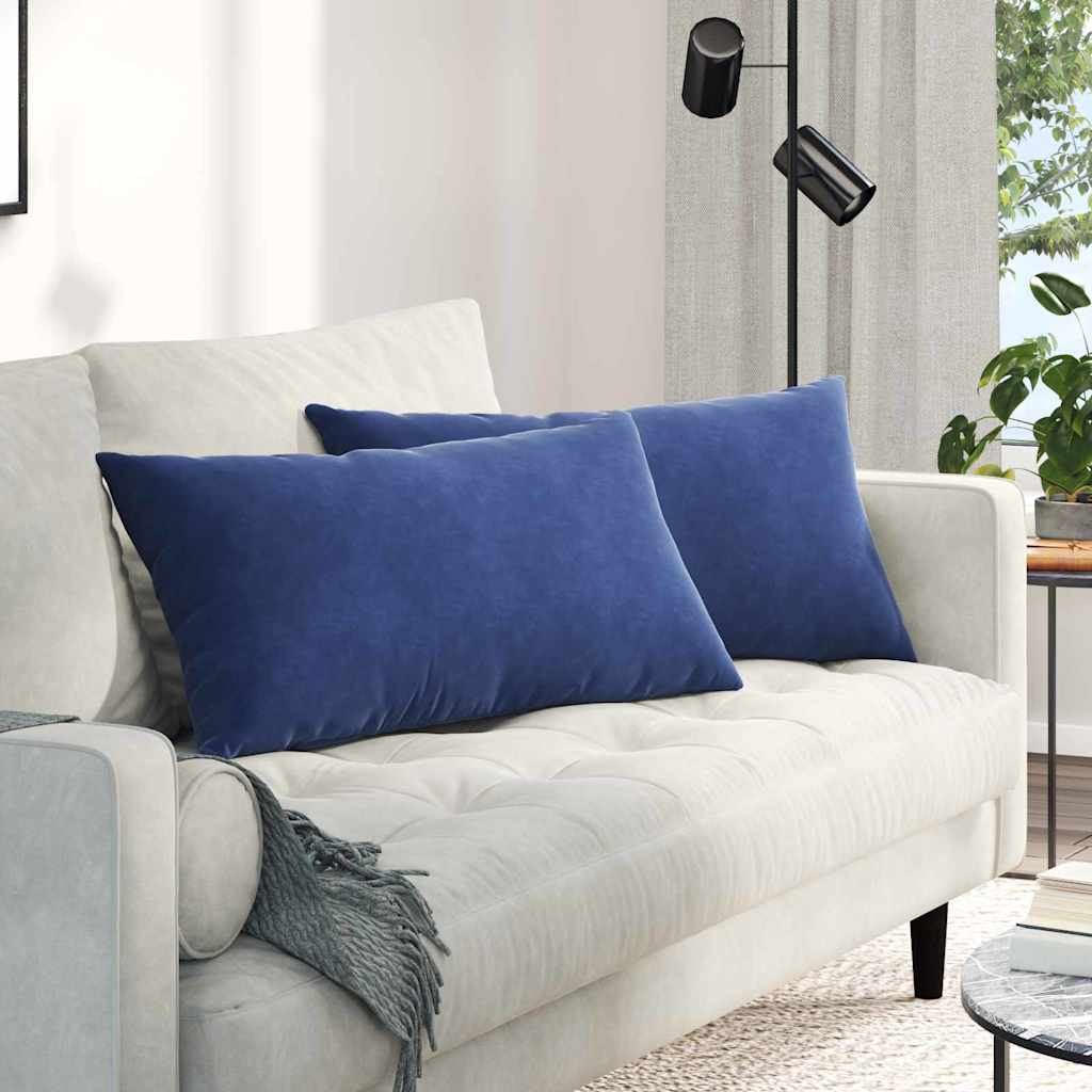 Sofa Cushions 2 Pieces Police Blue 80 X 40 Cm Cord Fabric
