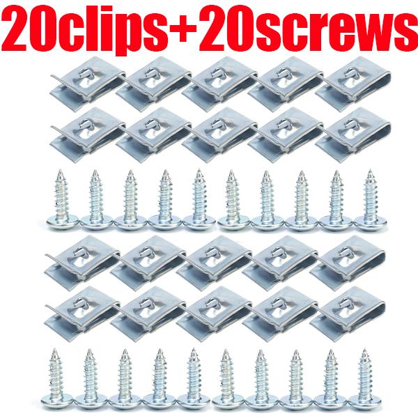 17mm U-Type Fasteners Clip with Screw Car Metal Screw Clips Anti-rust Auto Fender Bumper Protection Buckle Iron Sheet Hardware