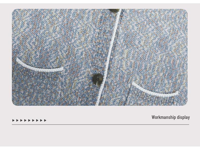 Drizzle Colorblock Button Knit Cardigan: 2023 Autumn/Winter Women's European & American Style Sweater with Pockets