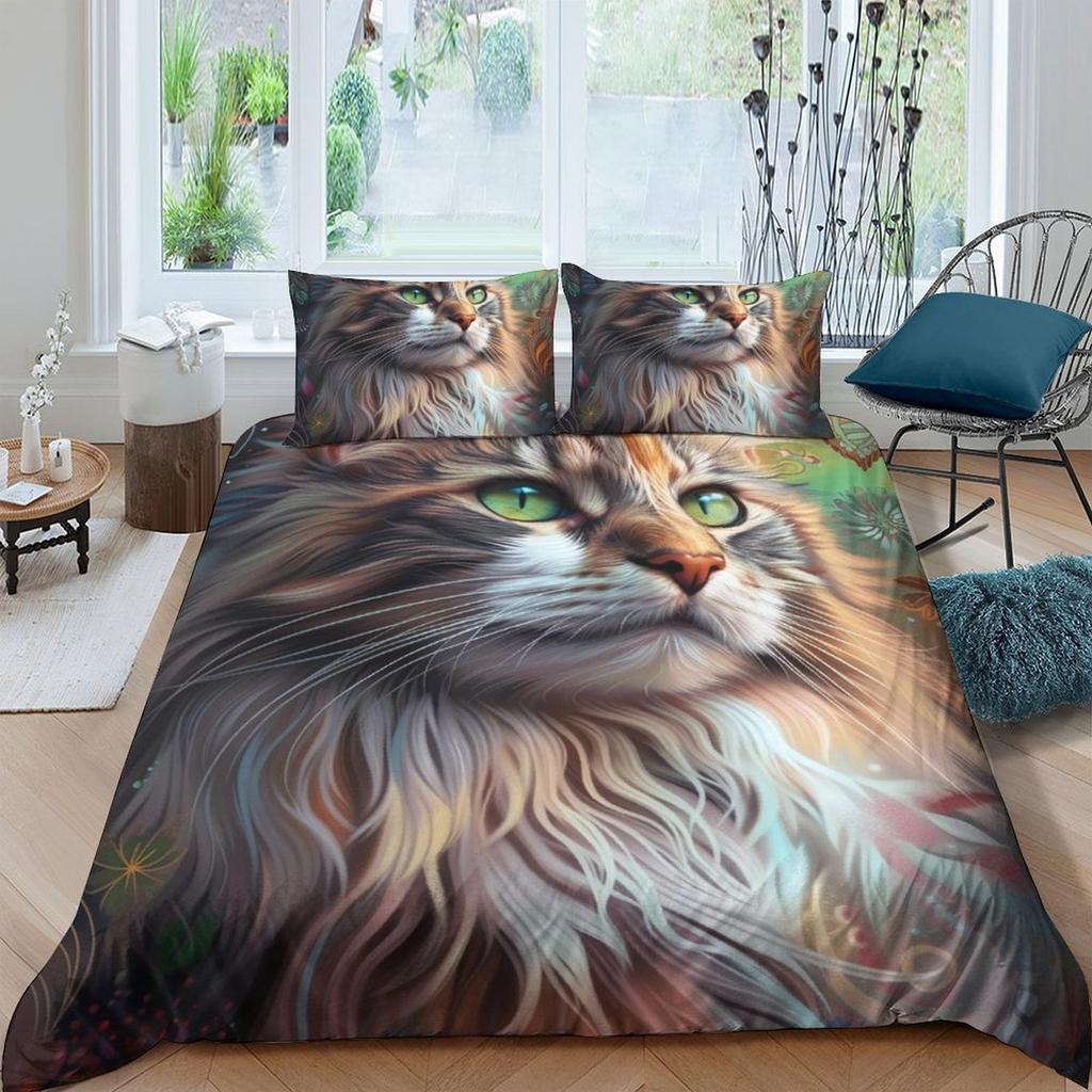 Cat Comforter Covers Printed Quilt Cover Duvet Cover Bedding Set For Children'S And Adults Warm Soft Breathable And Comfortable