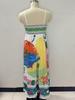 2026 New Beach Style Sleeveless Spaghetti Strap Dress with Positioning Print for Women