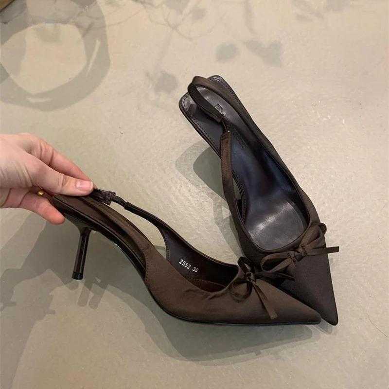 Mode Sommer Damen Sandalen Luxus Spitz High Heel Sandalen Mode Schmetterlingsknoten Slingbacks Pumps Damen Stripper Party Sandalen