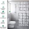 1pc Checked Waterproof Shower Curtain with Metal Grommets & Plastic Hooks, Semi-ransparent Plastic Bath Curtain for Bathroom