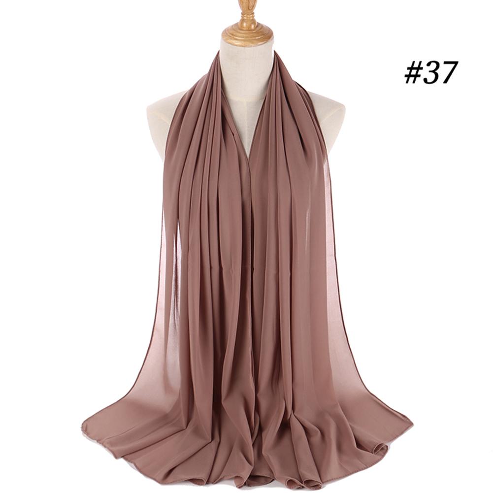Solid Color Bubble Chiffon Muslim Hijab Wrap Shawl Scarf 70*175CM