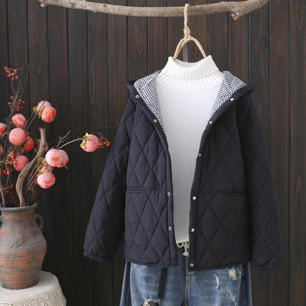 Autumn Winter Plus Size Parkas Women Clothing Loose Fit Padded Jacket Fashion Hooded  Split Thin Cotton Coat