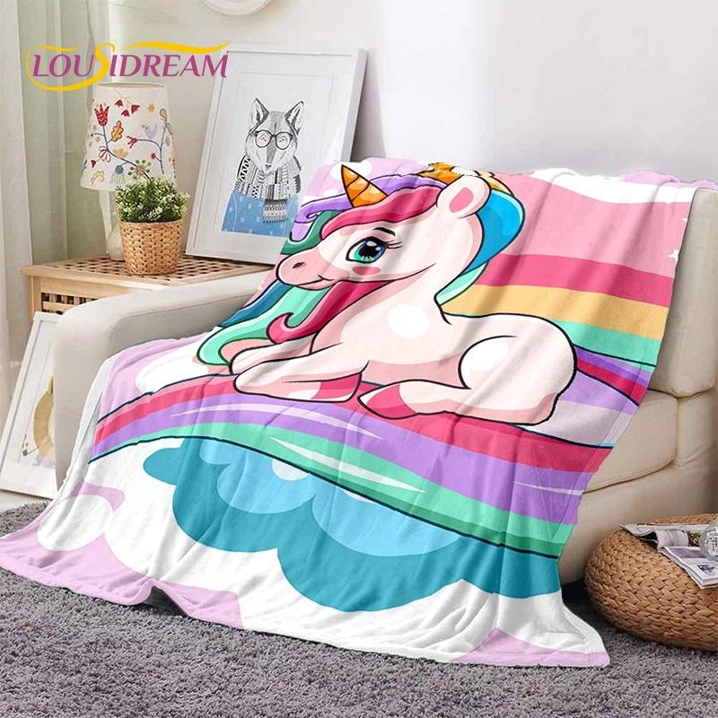 

3D Cute Dream Unicorn Cartoon Girl Soft Blankets,Keep Warm Throw Blanket Comfortable Blanket for Picnic Beds Sofa Home Bedroom 75x90cm
