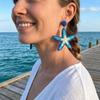1 Paire Boucles d'Oreilles Femme Texture Raffia Fait Main Couleur Contrastante Style Marin Design Étoile Boucles d'Oreilles Pendantes Accessoires Polyvalents