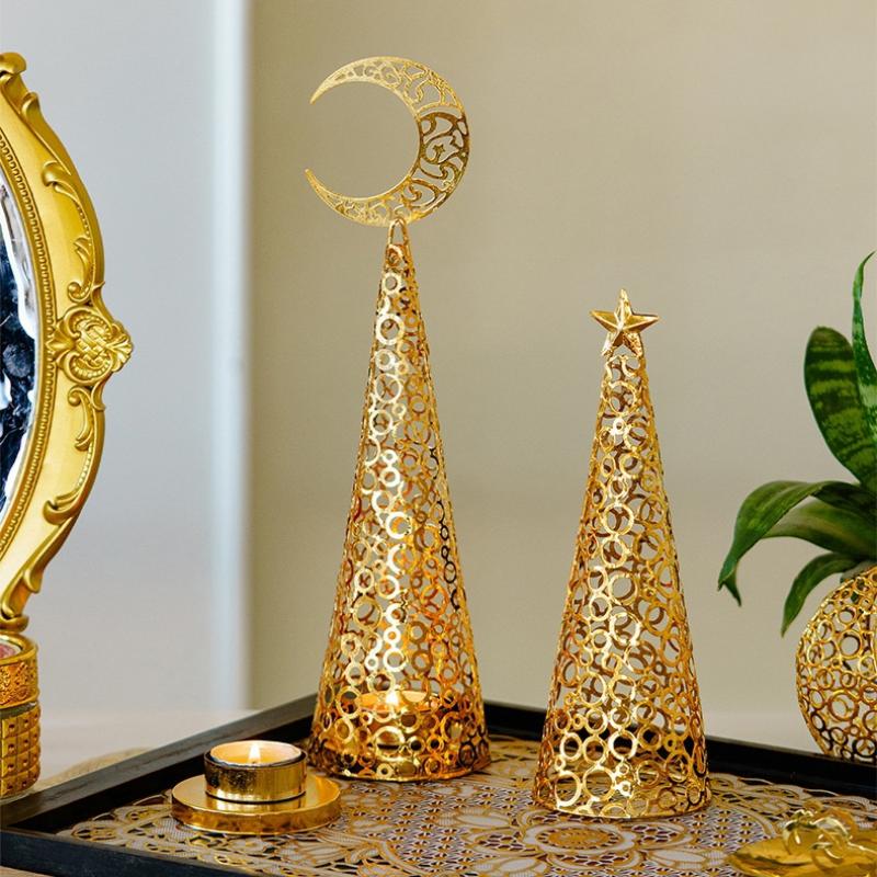 Metal Christmas Tree Candlestick Christmas Candle Cup European Wedding Decoration Tea Wax Small Round Cup Candle Holder Gift