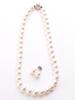 Aurora High-Grade Hanadama Aurora Genuine Shell Pearl 10mm Necklace and Earring Set, Made In Japan, 16-inch, AK Series (Aurora Cream & Earrings)