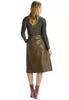 Genuine Soft Wear Lambskin Brown Stylish Fashionable New Casual Women's Leather Skirt