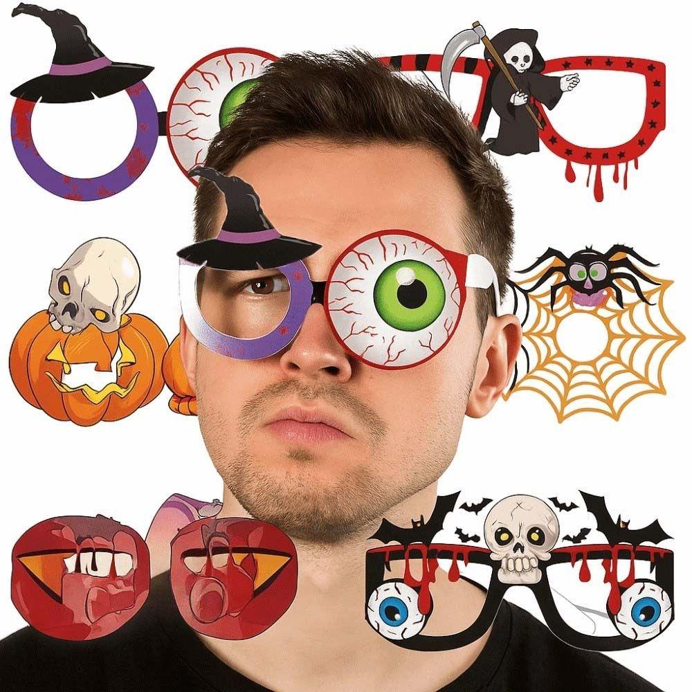 6 pcs Funny Cosplay Eyeglass Spider Design Party Photo Props Fancy Halloween Paper Glasses Women