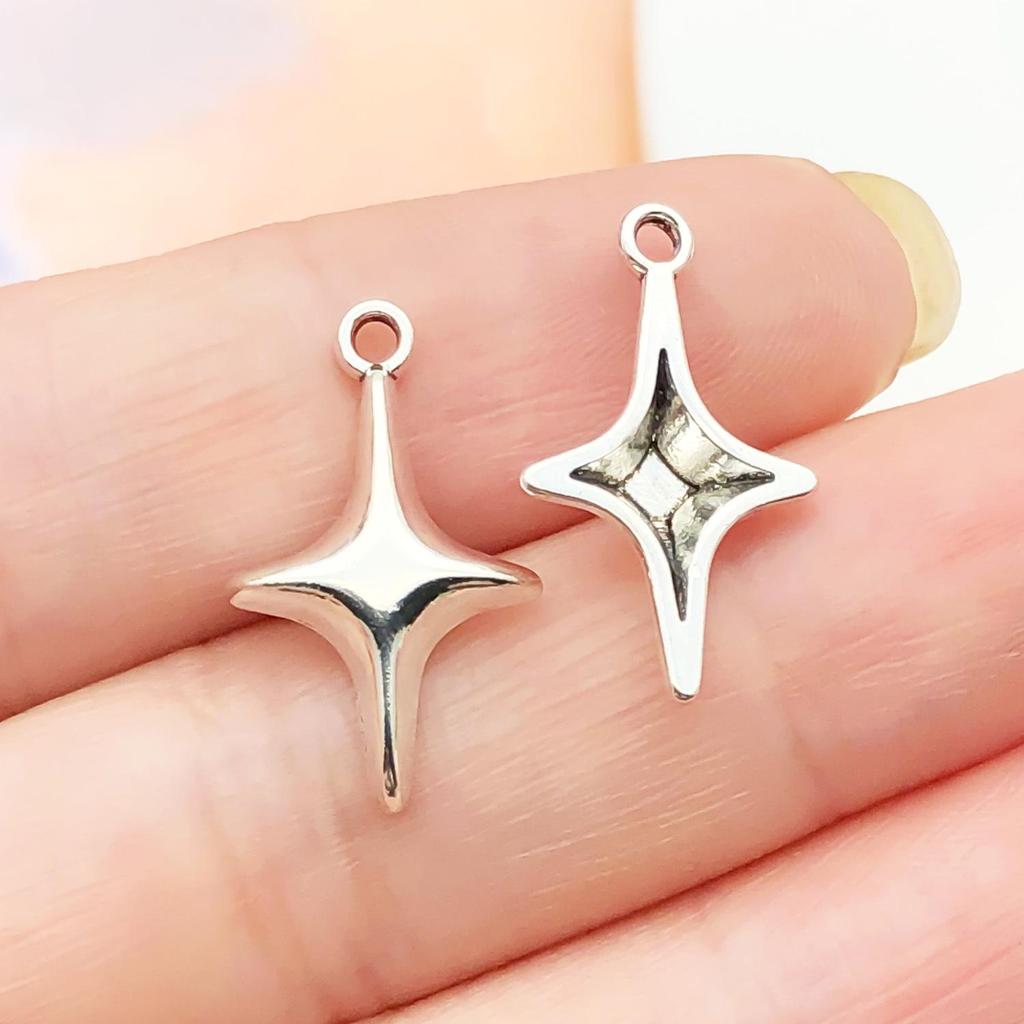 20-Piece Tibetan Silver Star & Moon Pendant Set for DIY Jewelry