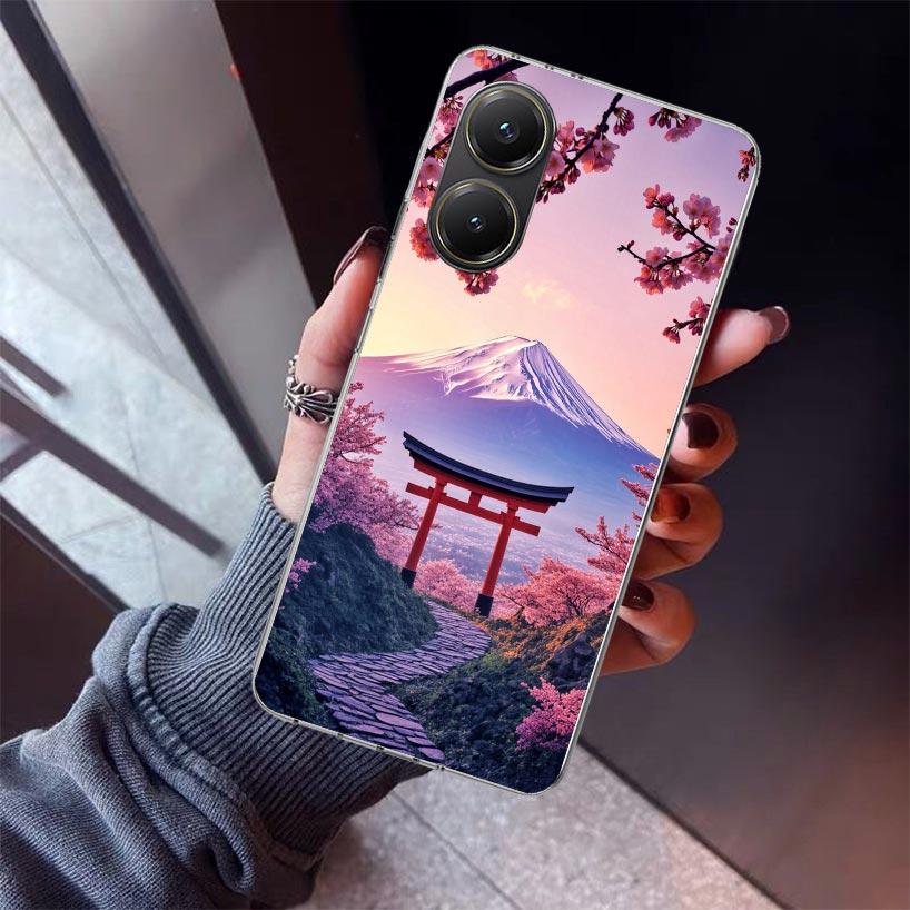 Japanische Kirschblüte Mount Fuji Handyhülle Für Xiaomi Poco X7 X6 X5 Pro F7 Ultra Redmi 15C 15 13 13C 12 12C 10 10A 10C 9 9A 9C 9T Sie
