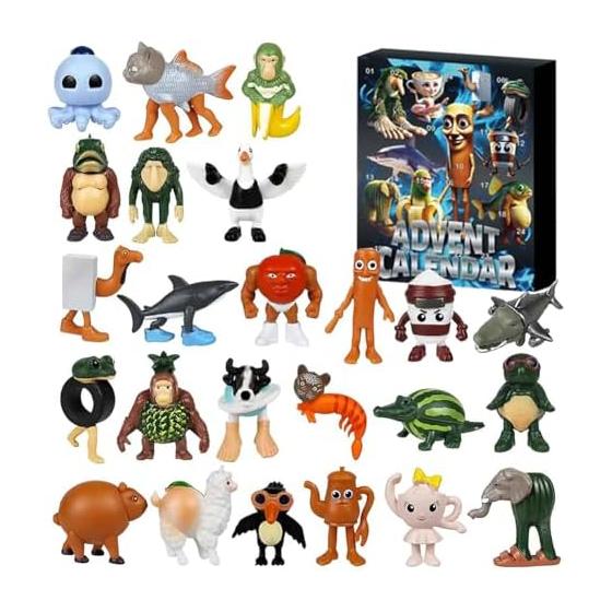 2026 Italian Brainrot Figures 24 Pieces Christmas Advent Calendar Tun Tun Tun Sahoor Holiday Countdown Gift Collector Doll Italian Brain Rot Toy