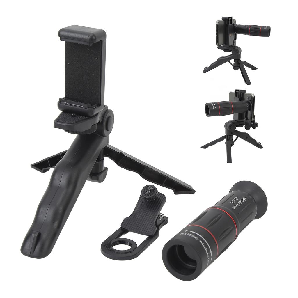 18X Monocular Telescope for Smartphone High Definition Monocular Telescope with Smartphone Adapter for Concert Bird Watching Traveling
