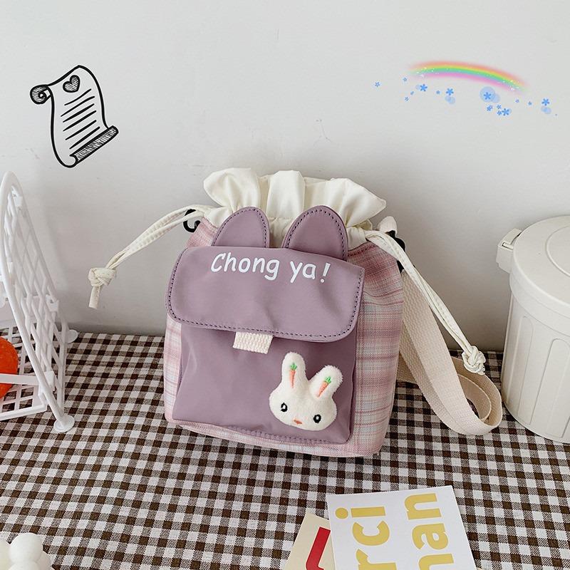 Cute little bag female, new trendy cartoon bucket bag literary student canvas bag shoulder messenger bag