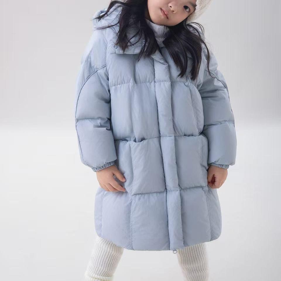 Children's Casual Mid-Length Down Jackets: Stylish, Thick-Padded Hooded Winter Jackets for Boys and Girls