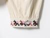 European American V-Neck Long Sleeve Embroidered Slimming Shirt for Women