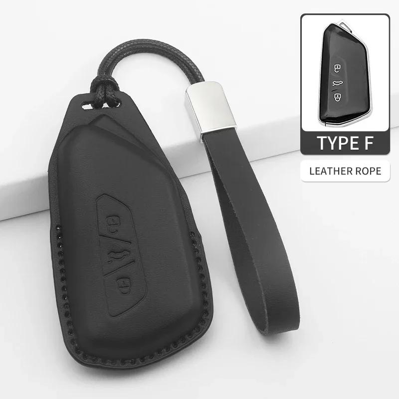 Car Key Cover For VW Volkswagen MK7 Golf 7 Passat Tiguan MK2 For SEAT Ateca Leon FR 2 PU Car Key Protector Shell Accessories
