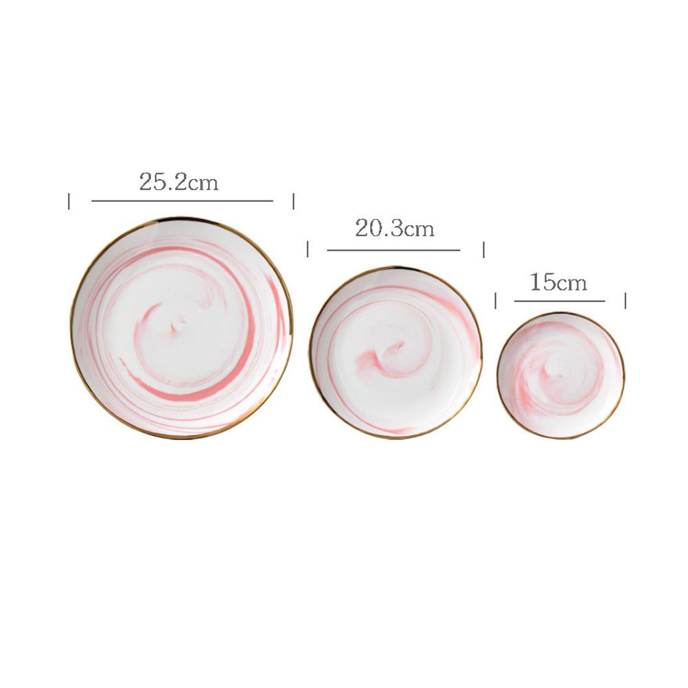 6 Inch Elegant Marble Texture Gold Trimmed Dish Plate Phnom Penh Ceramic Dessert Tray Snack Plate for Fruit Western Dishes