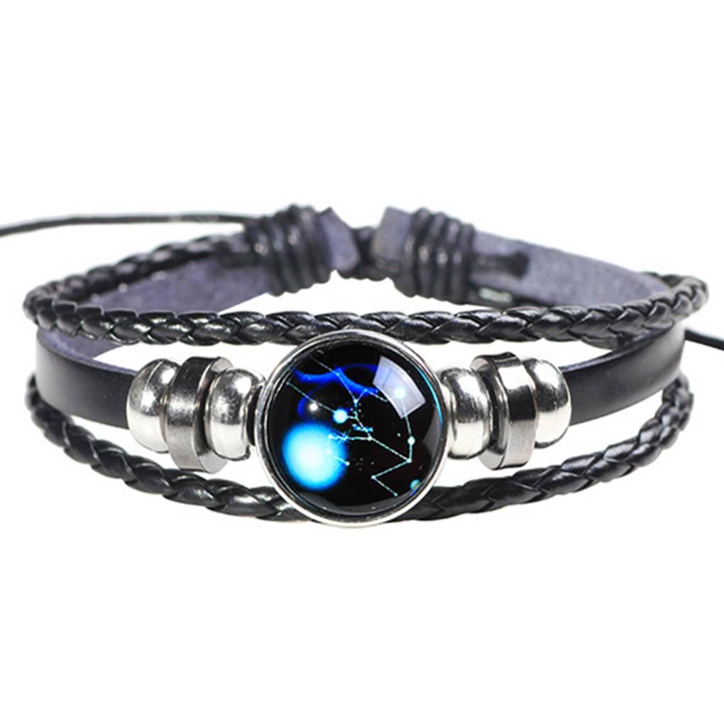 Constellation Leather Bracelets Woven Leather Bangles Women Layered Bracelet Jewelry Wrist Band