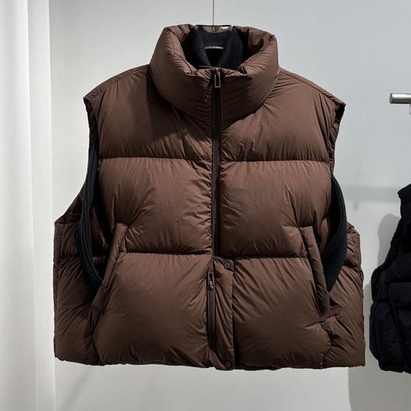 Puff down vest women's 2025 autumn and winter fashion sweet small warm vest thin vest jacket