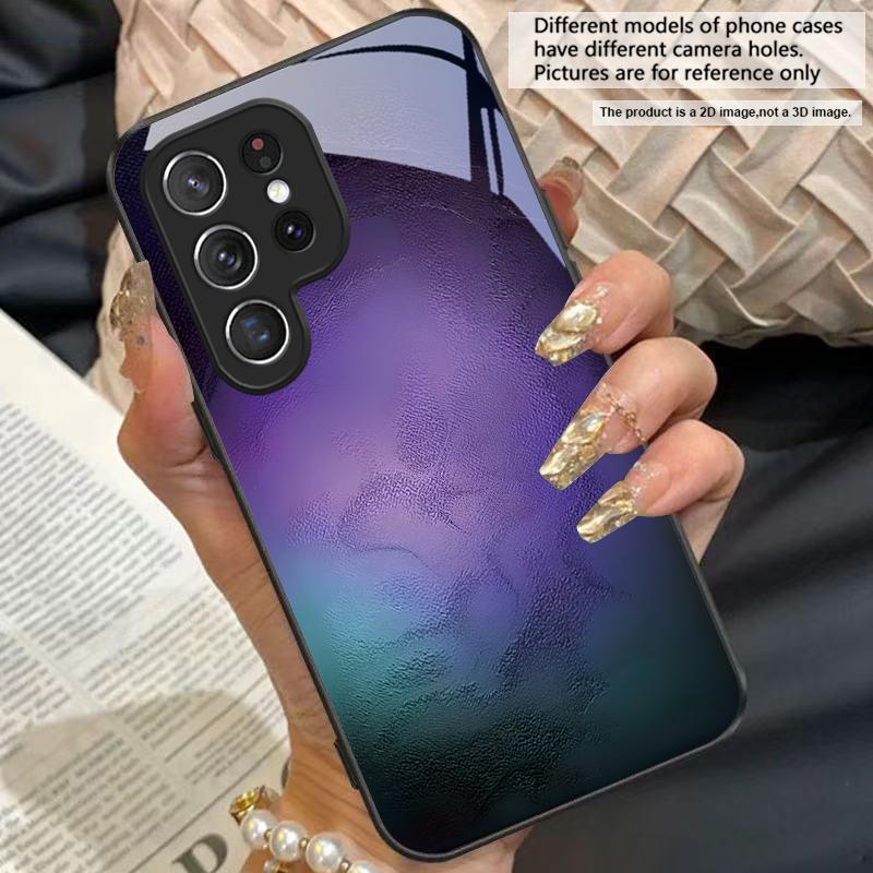 Color and texture fusion For For Samsung Galaxy S25+ S24+ S26 Ultra S25 Edge S24 FE S23 S22 S21 S20 Plus Black Glass Phone Case