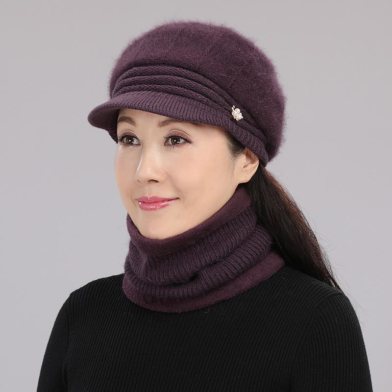 Hat female autumn and winter rabbit plush wool hat plush warm knitted hat cycling cold-proof cap