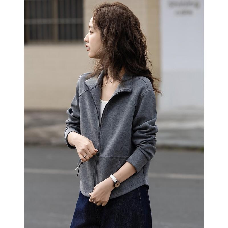 Women's Relaxed Fit Stand Collar Cardigan Jacket