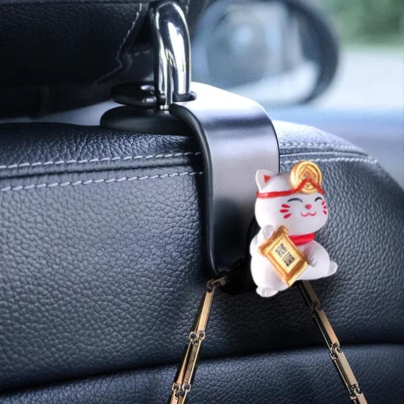 Car Seat Lucky Cat Back Hook Interior Supplies Car Seat Backrest Cutie Storage Car Accessories Decorative Adorns Creative Decor