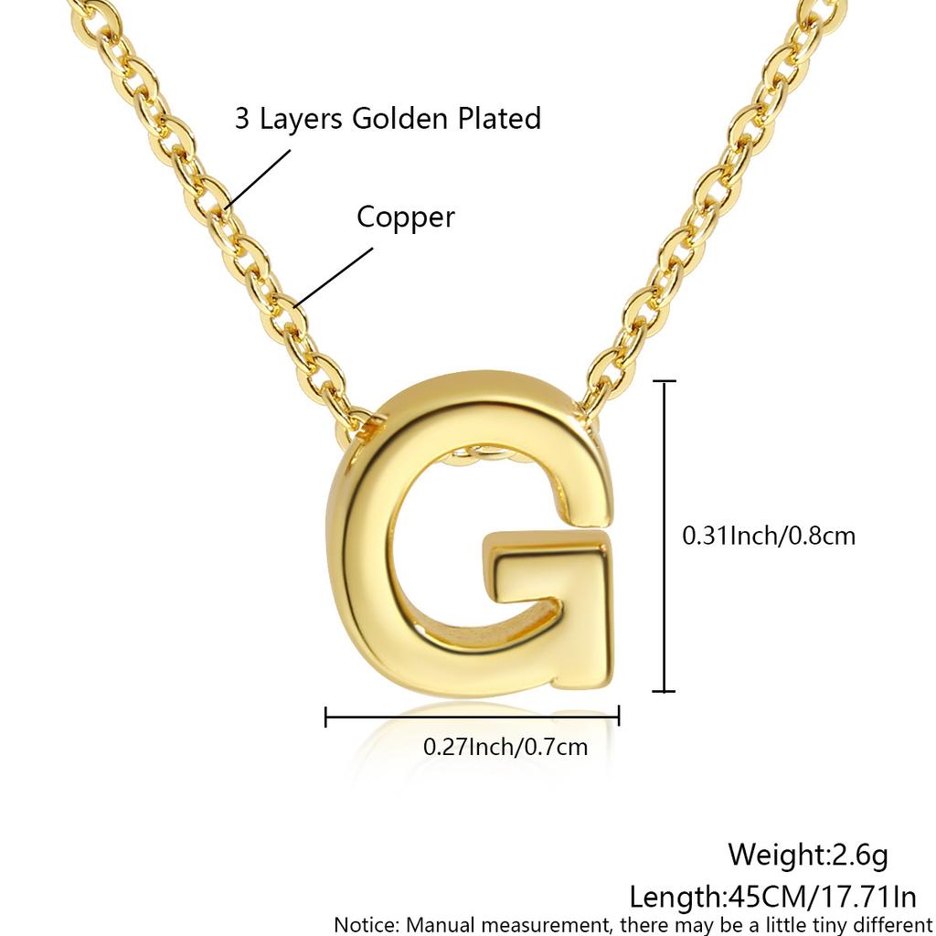26 Large Capital English Letter Necklace Polished Smooth Hole-Punched Pendant Fine Chain Women's Item