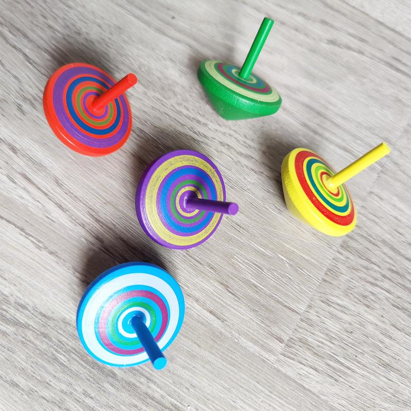 10Pcs/Bag Gyroscope Toys Educational Game Wooden Gyro Toys Manual Wooden Rotate Gyro Stress Relief Spinning Top Toy Desktop Toys
