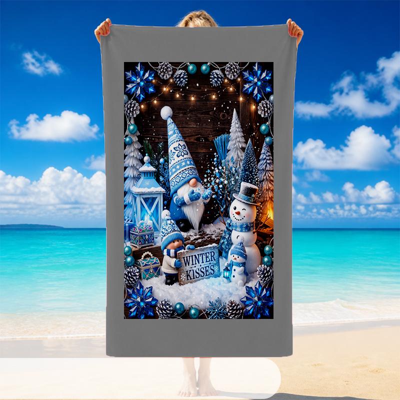 Christmas Printed Beach Towel Soft Quick Dry For Indoor Outdoor Home Use Holiday Gift