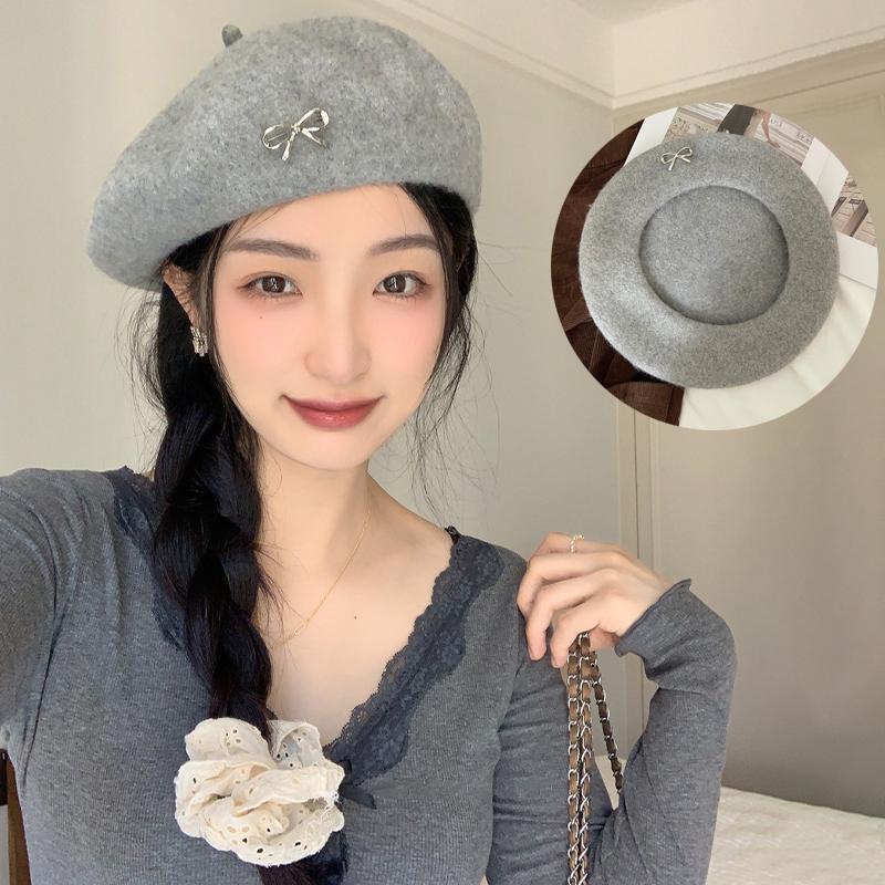 

Vintage Domed Hat Sweet Hat With Bowknot Winter Autumn Elegant Headdress білий