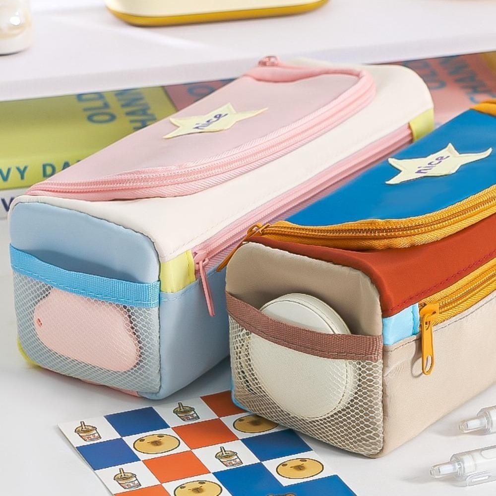 Desktop Storage Korean Star Pencil Bag Multiple Pockets Layers Stationery Storage Bag  Boys Girls