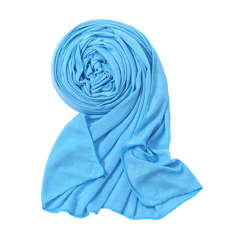 Eenvoudige Katoenen Jersey Hijab Stretch Sjaal Dames Moslim Sjaal Grote Maat Lange Sjaal Mode Ramadan Hoofdband Turban 180*80Cm