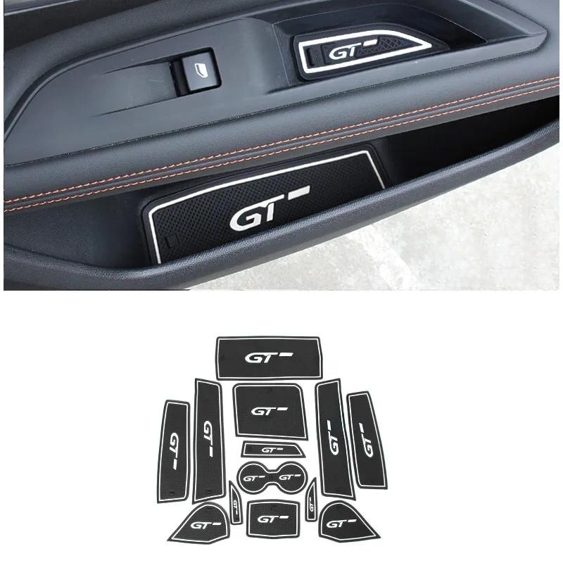 Silica Door Groove Pad Cup Mats Non-Slip Mat For Peugeot 3008 5008 GT 2016 2017 2018      Car Accessories