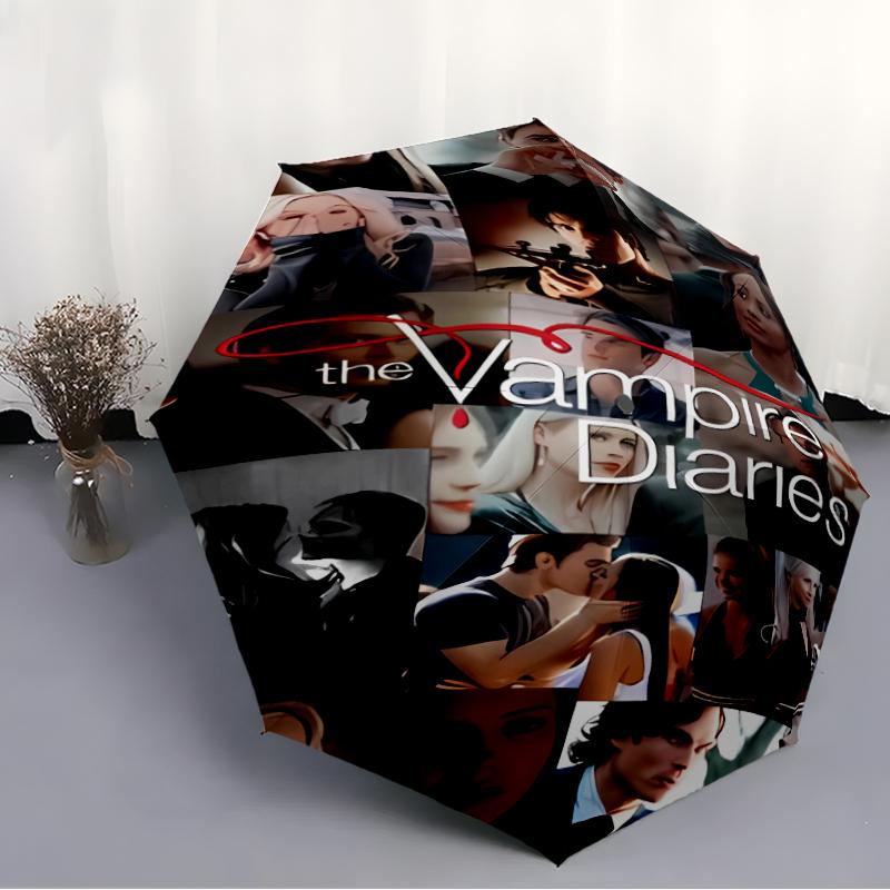 Printed The Vampire Diaries Folding Umbrella,Outdoor,Leisure,And Travel Umbrella,Durable Umbrella Fabric,Birthday And Holiday Gift