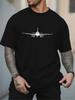 Unisex O Neck Tee Simple Airplane Silhouette Graphic Print Cotton Short Sleeve Loose Summer Breathable Daily Casual Basic Wear Top