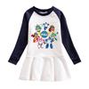 Korean-Style Baby Girl Long Sleeve Cartoon Dress with Ruffle Mesh Pleated Skirt
