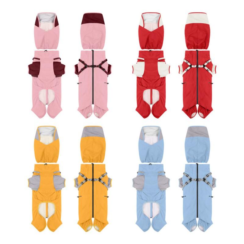 Waterproof Dog Raincoat With Hood Detachable 4-Leg Design Small Medium Large Dogs Outdoor Windproof Pet Apparel