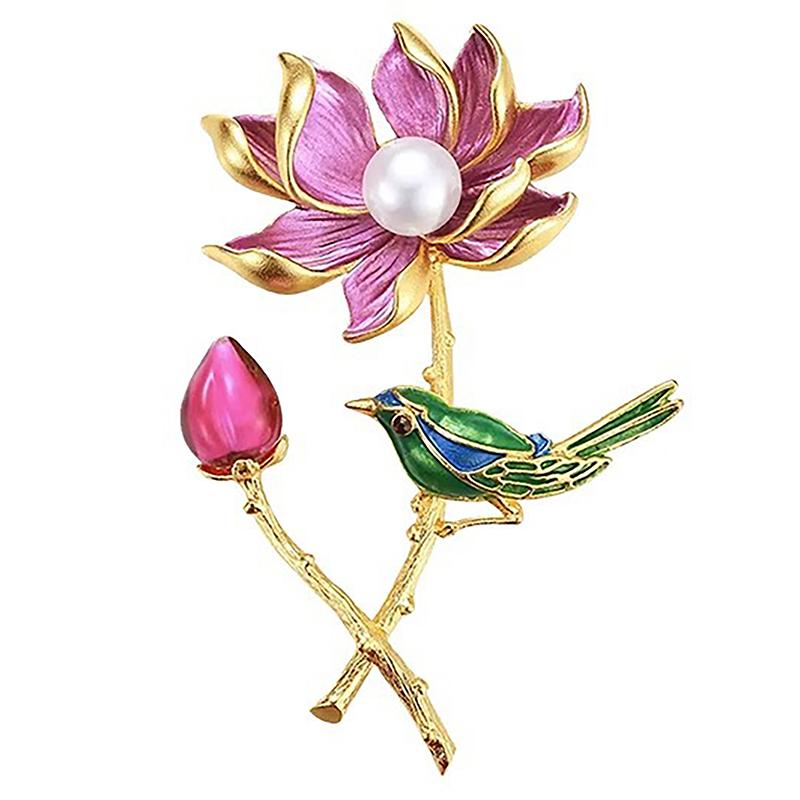 

Three-Color Enamel Flower Brooch - Women s Wedding Gift Jewelry for Banquet & Party Lady gifts