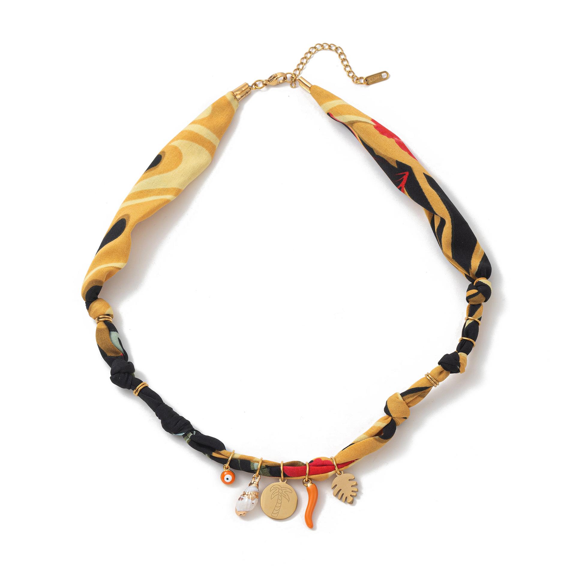 

Colorful Rope Starfish Shell Small Fish Necklace Sweet Flower Shell Pendant Silk Scarf Necklace Summer Beach Jewelry