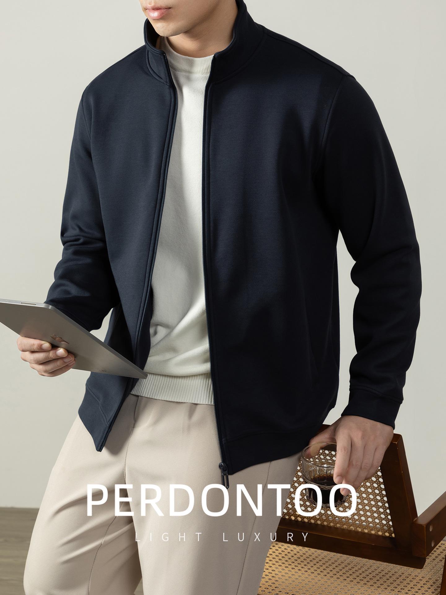 

Minimalist Heavyweight Cotton Stand Collar Jacket Cardigan for Men - Autumn/Winter Casual Outerwear Triple Extra Large