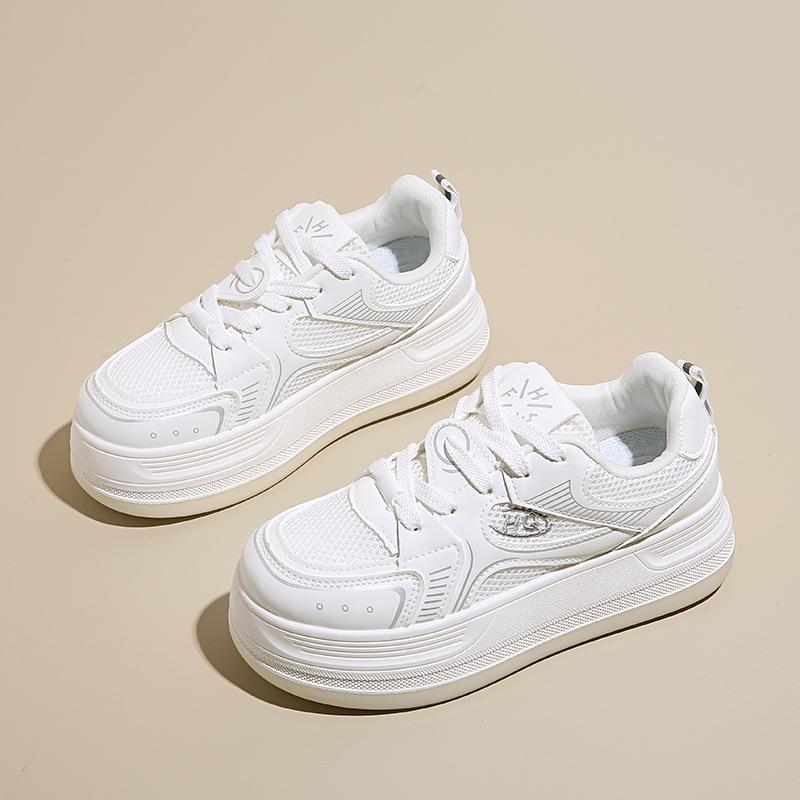 

2025 mesh white shoes women s summer new Korean version ins female students casual platform versatile board shoes street shot Y8620 40 бежевый
