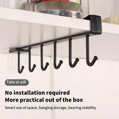 6 ganci per mensole portaoggetti in plastica sotto i ripiani, porta utensili, organizer per guardaroba, cucina, bagno, accessori per la casa