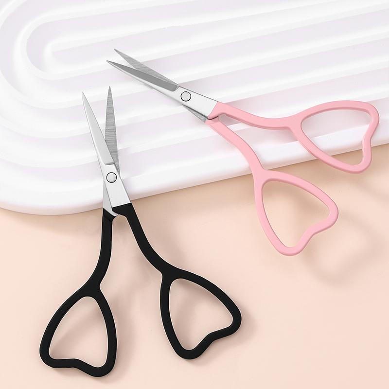 Pink  Love Stainless Steel Heart-shaped Eyebrow Trimming Scissors Sharp Pointed Beauty Scissors Flower Thread Scissors