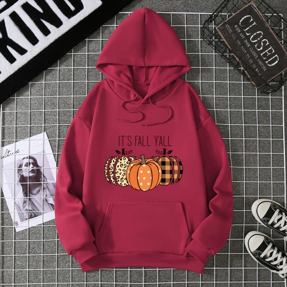 2025 Thanksgiving Pumpkin Graphics Women’s Black Gray Hoodies Soft Cotton Loose For Comfortable Fall/Winter Halloween Relaxation