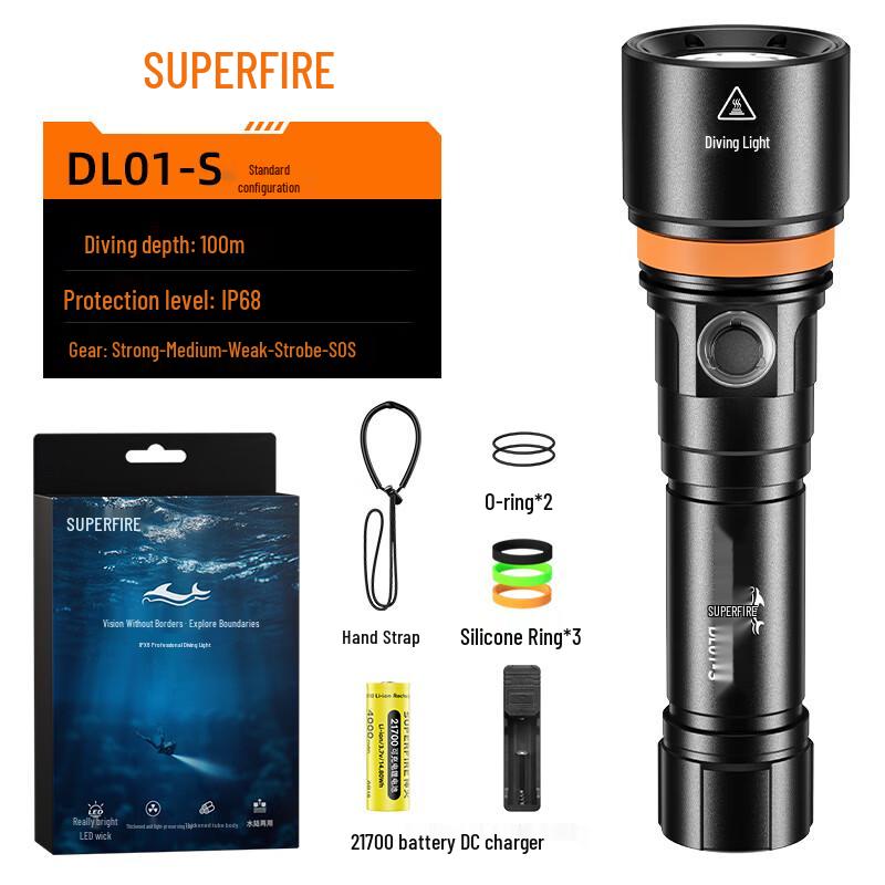 High-Power Rechargeable LED Dive Flashlight