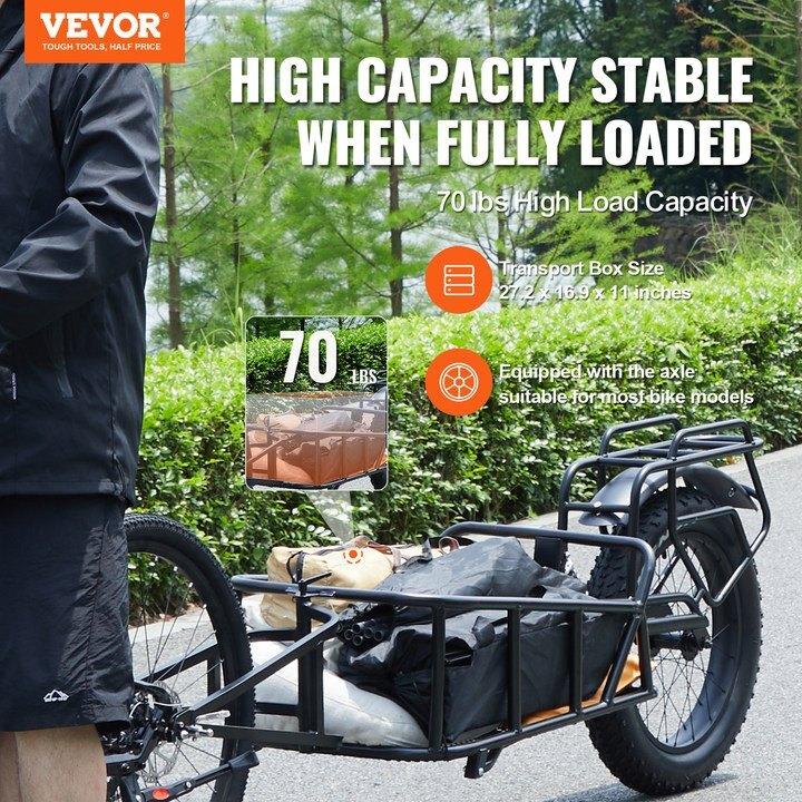Fahrrad-Lastenanhänger, 31,8 kg Ladekapazität, Robuster Fahrrad-Wagen, Kompakte Lagerung & Schnellspann-Struktur mit Universal-Kupplung, 20-Zoll-Räder,